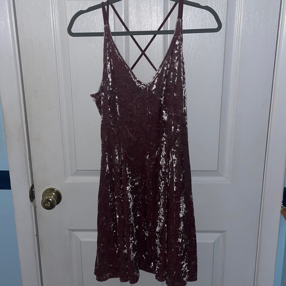 American Eagle Outfitters Burgundy Velvet Dress